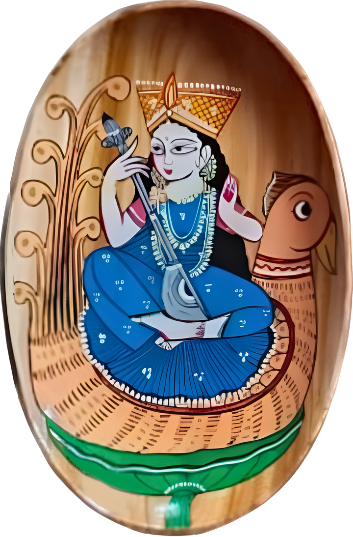 A peek into Saraswati's aspects: Bengal pattachitra Plate art of sincerity by Manoranjan Chitrakar Thumbnail