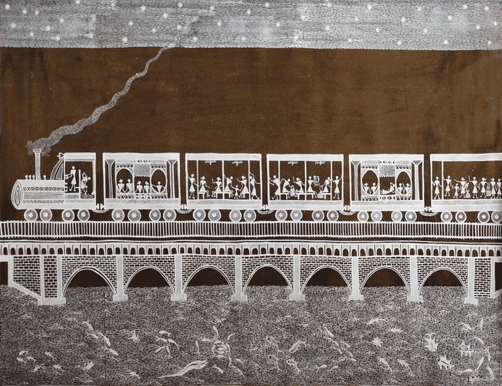 A train journey in Warli by Dilip Ram Bahotha Thumbnail