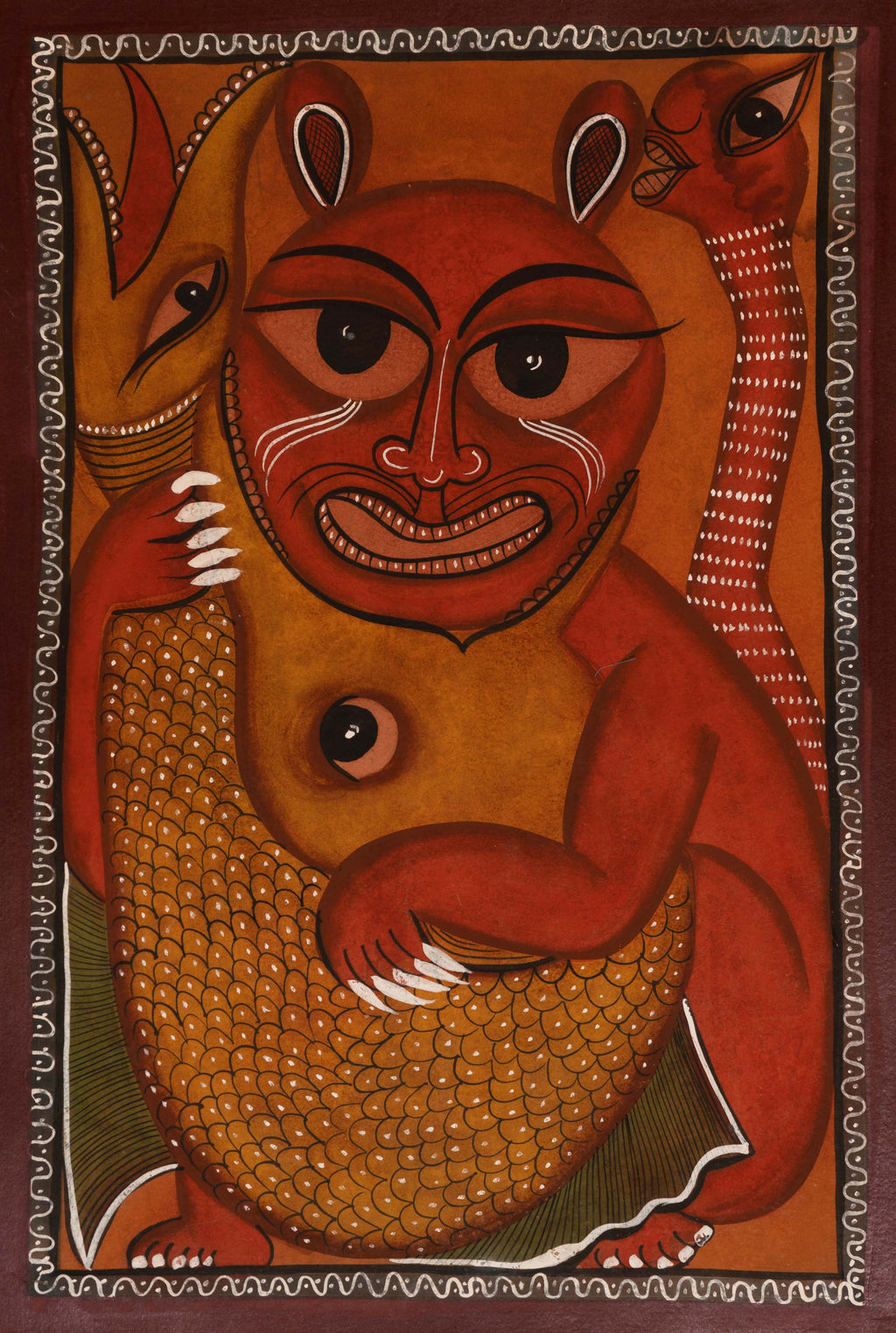 Buy A wild cat in Bengal Pattachitra by Swarna Chitrakar