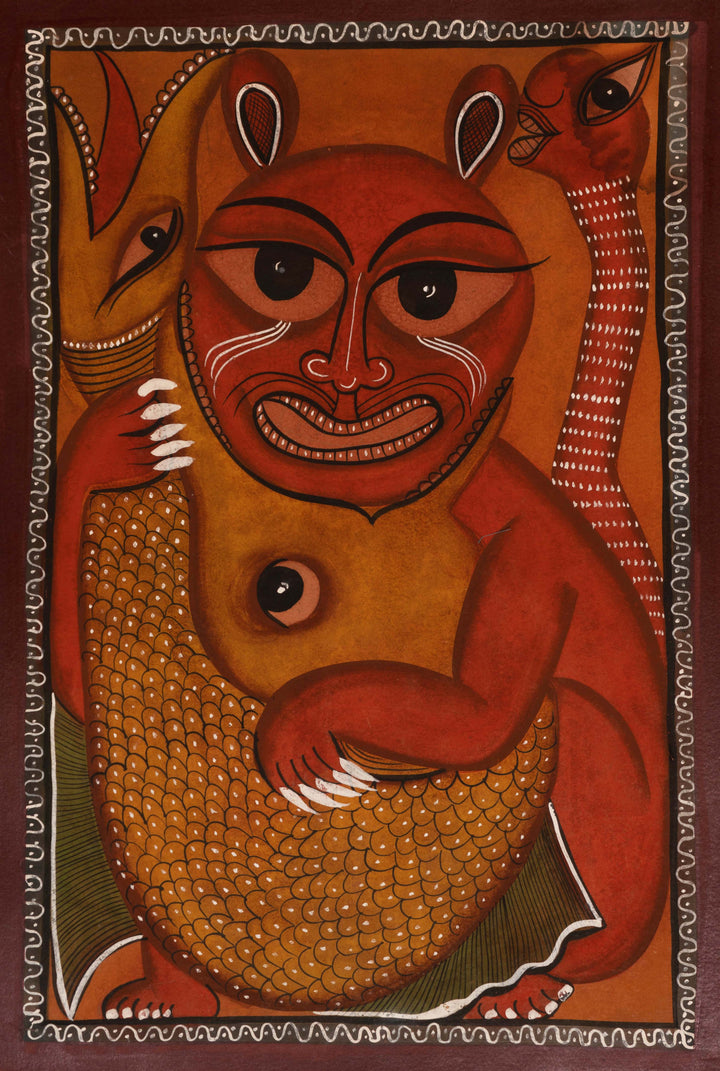 A wild cat in Bengal Pattachitra by Swarna Chitrakar Thumbnail