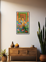 Lady with Flowers Kerala Mural Painting by Adarsh for Sale