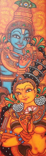Radha Krishna Kerala Mural Painting by Adarsh for Sale