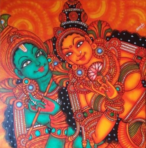 Buy Radha Krishna Kerala Mural Painting by Adarsh