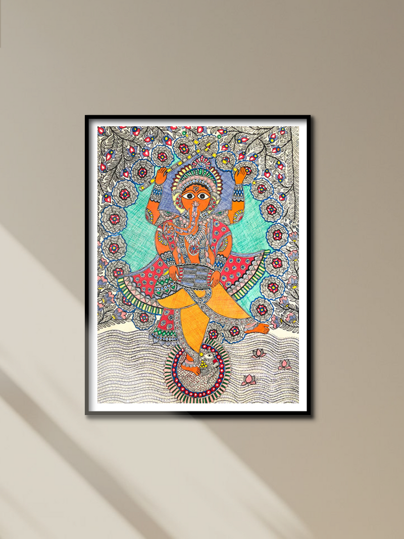 Nritya Ganesha (Dancing Ganesha), Madhubani by Ambika devi for sale
