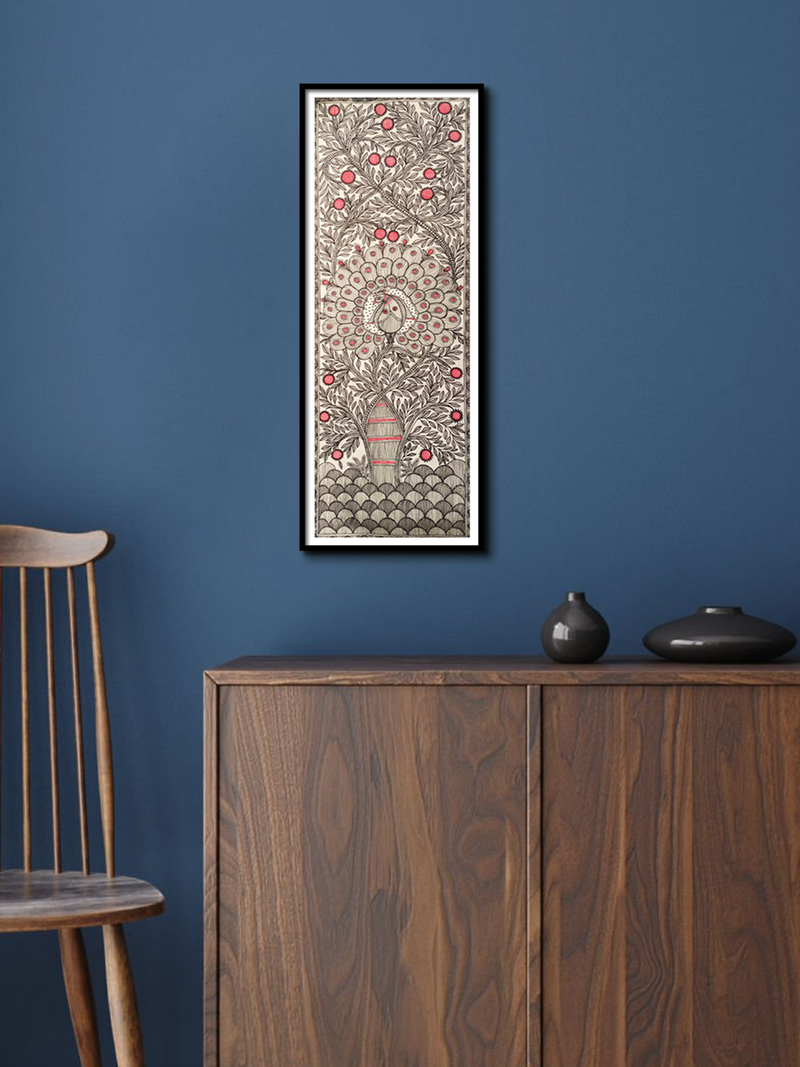 Shop Peacock on a Tree of Life Madhubani Painting by Ambika Devi