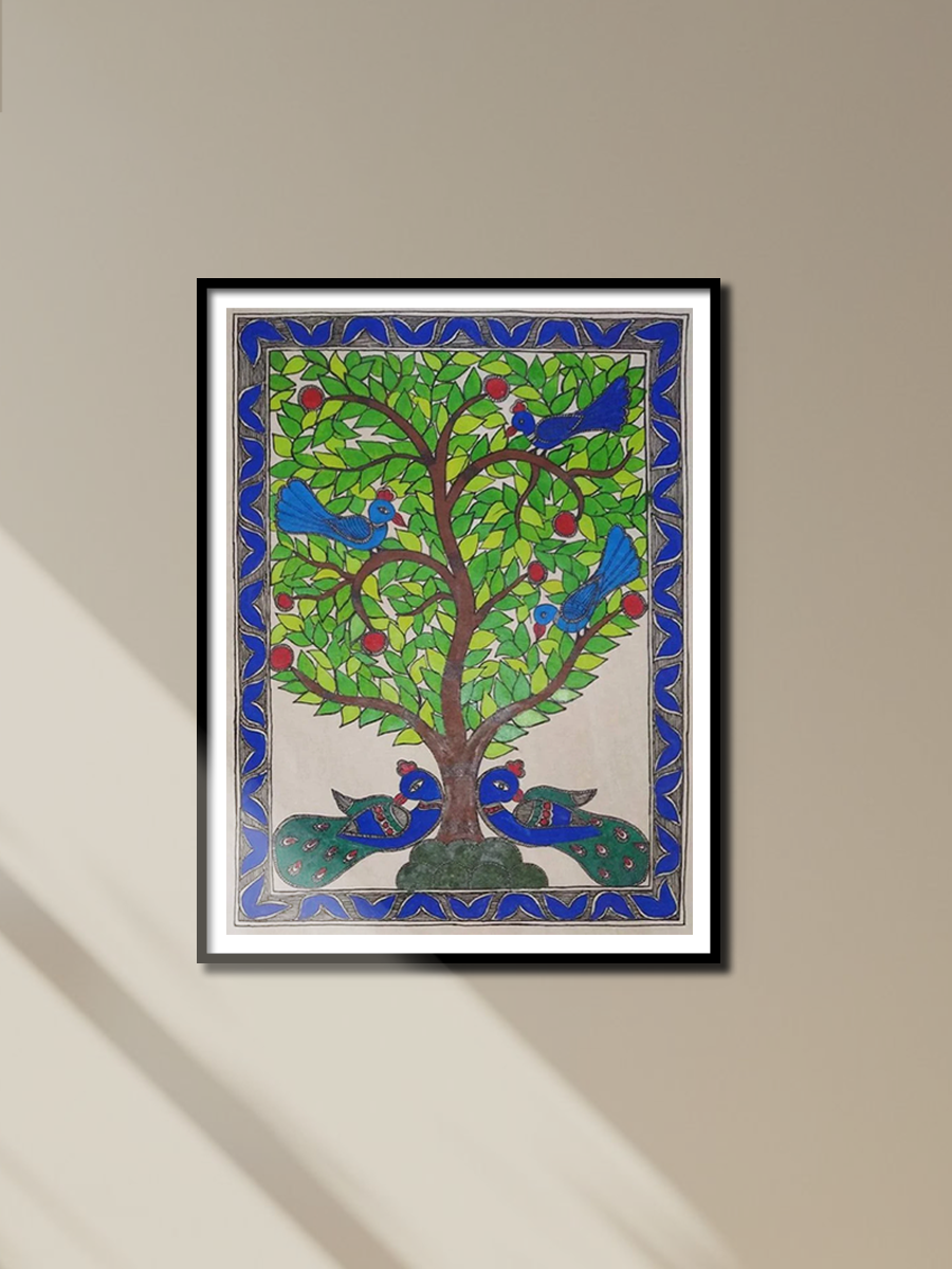 Tree of Life Madhubani Painting by Ambika Devi for sale