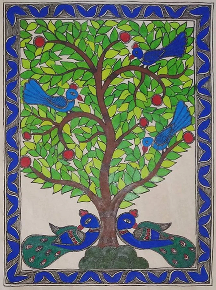 Tree of Life Madhubani Painting by Ambika Devi Thumbnail