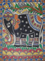 Shop Elephant in Nature Madhubani Painting by Ambika Devi