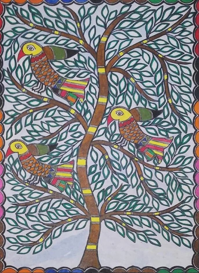 Tree of Life Madhubani Painting by Ambika Devi Thumbnail