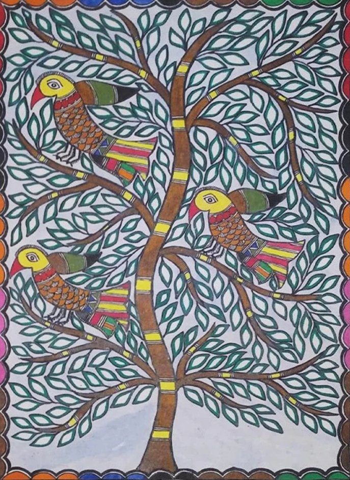 Tree of Life Madhubani Painting by Ambika Devi