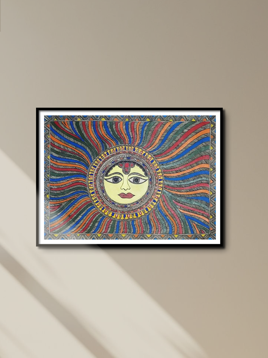 Surya devta: The Sun God Madhubani Painting by Ambika Devi for sale