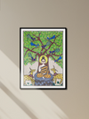 Buddha under Bodhi Tree in Madhubani Painting By Ambika Devi for sale