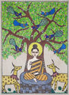 Buy Buddha under Bodhi Tree in Madhubani Painting By Ambika Devi
