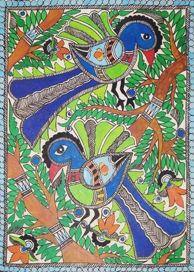 Splendid Plumage: Ambika Devi's Madhubani Masterpiece Thumbnail