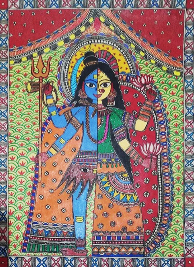 Buy Ardhanareshwara Madhubani Painting By Ambika Devi