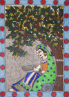 Vivid Reverie: Ambika Devi's 'Tree of Life' Madhubani Painting