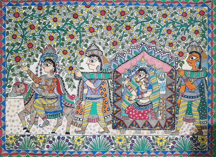 Buy Doli Kahar, Madhubani Painting by Ambika Devi