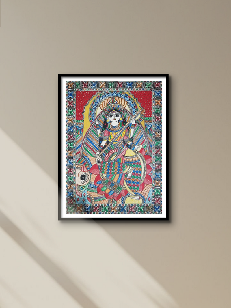 Saraswati Madhubani Painting By Ambika Devi for sale