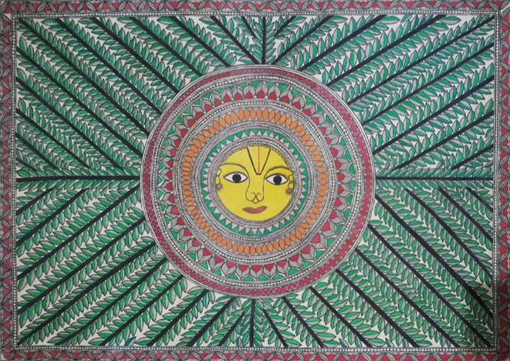 Surya Devta Madhubani Painting By Ambika Devi Thumbnail