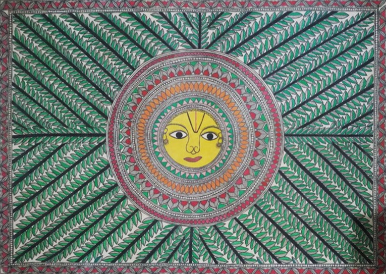 Buy Surya Devta Madhubani Painting By Ambika Devi