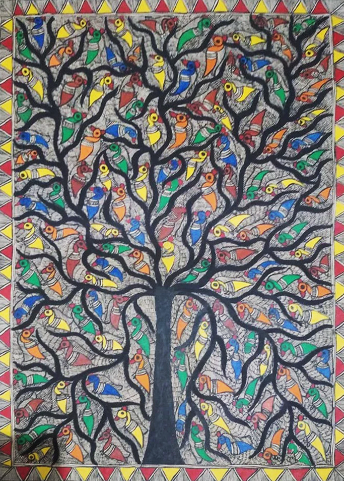 Tree of Life Madhubani Painting By Ambika Devi Thumbnail
