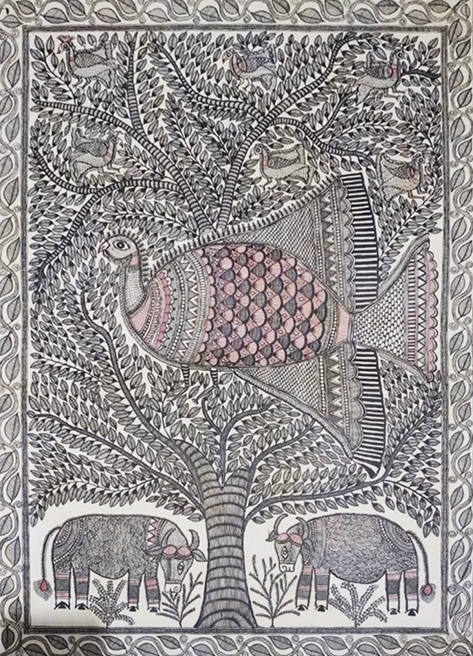 Tree of Life Madhubani painting by Ambika Devi Thumbnail