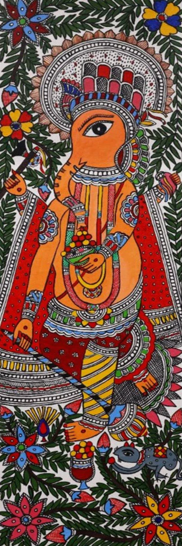 Warrior Ganesha Madhubani Painting By Ambika Devi Thumbnail