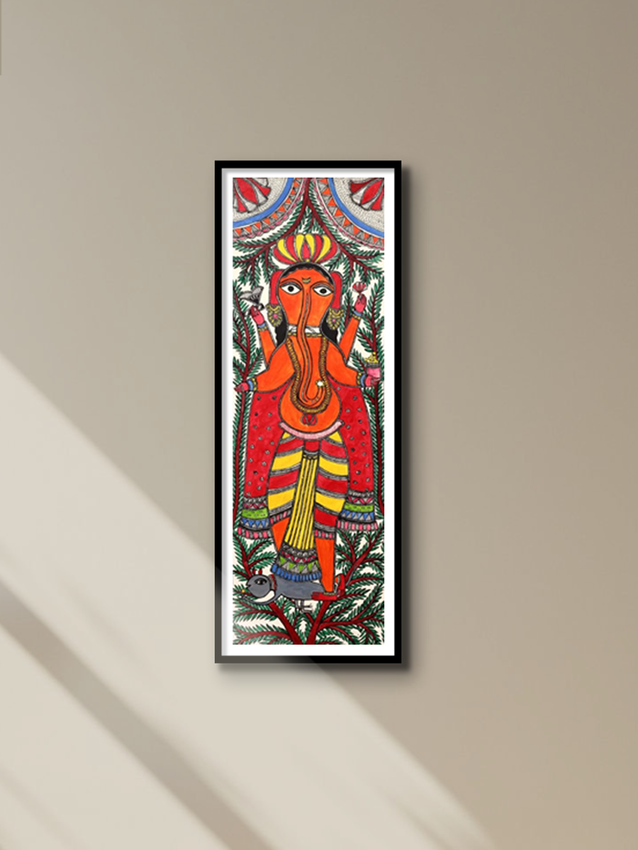 Ganesha on Tree of Life Madhubani Painting By Ambika Devi for sale