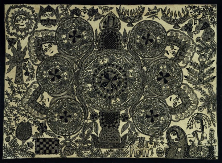 Kohbar Madhubani Painting by Ambika Devi Thumbnail