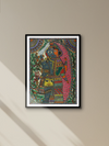 Shiv and Parvati in Vivid Colours Madhubani Painting by Ambika Devi for sale