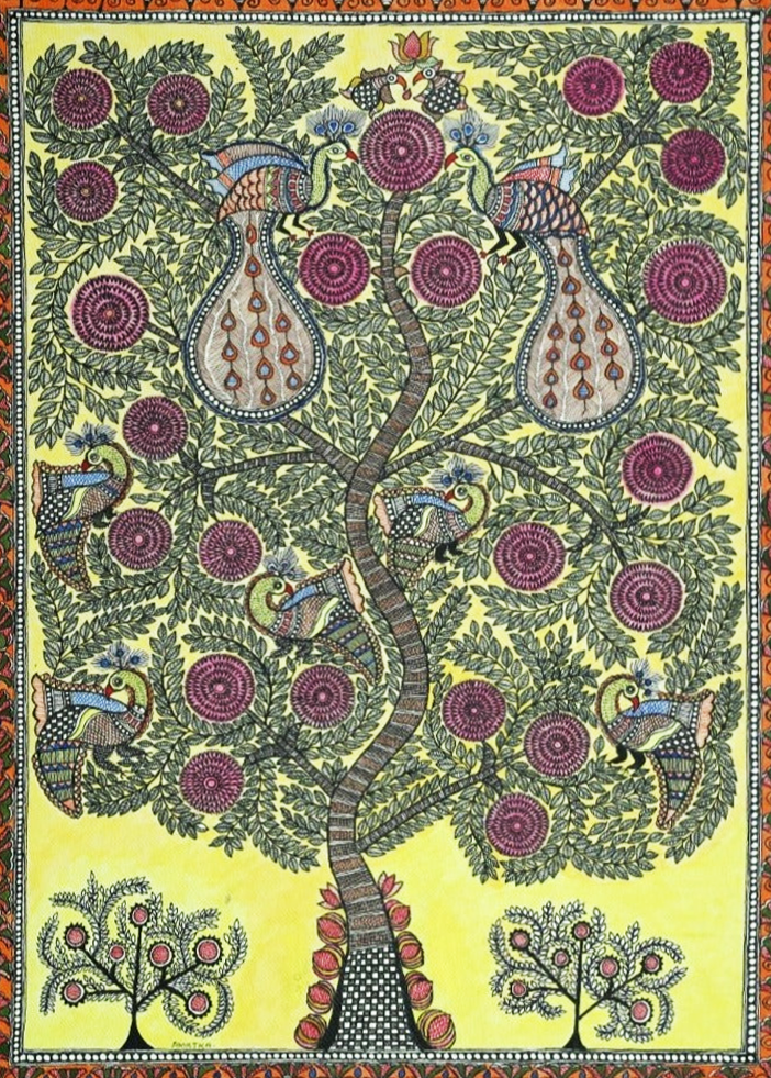 Path of the Tree Madhubani Painting by Ambika Devi Thumbnail