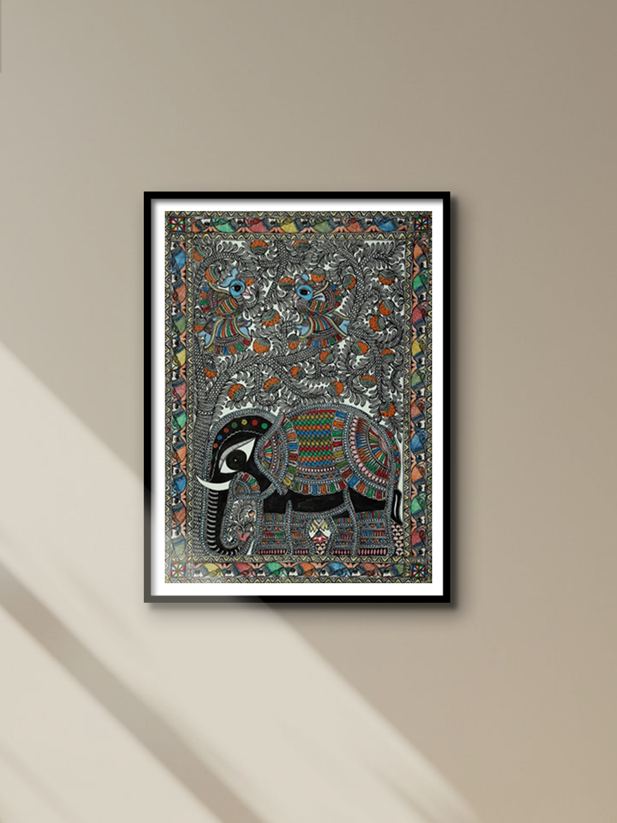Elephant of the Forest Madhubani Painting by Ambika Devi for sale