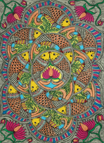 Shop Fishes in a Pond Madhubani Painting by Ambika Devi