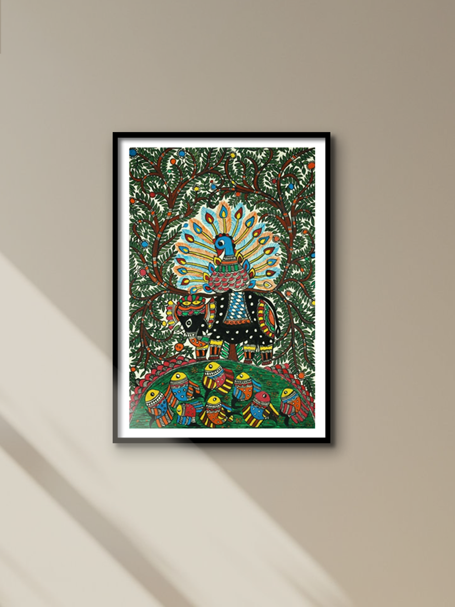 A New Feathery King Madhubani Painting by Ambika Devi for sale