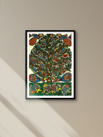 Fins And Flights on Tree of Life, Madhubani Painting by Ambika Devi for sale