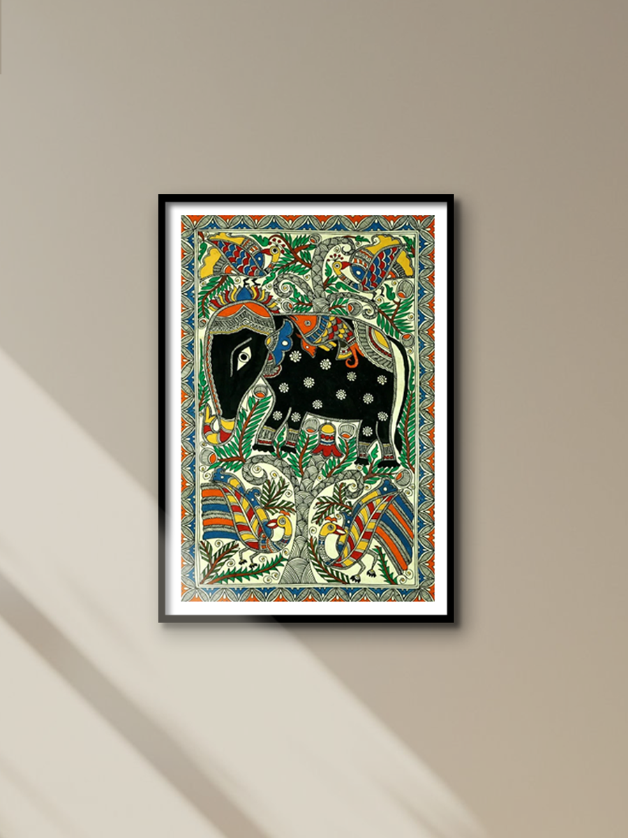 Elephant Madhubani Painting by Ambika Devi for sale