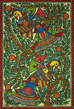Shop Climbing Peacocks Madhubani Painting by Ambika Devi