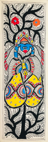 Beyond Boundaries: Peacocks' Confluence on the Tree of Unity Madhubani Art by Ambika Devi