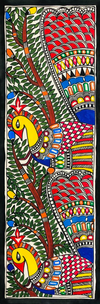 Nature's Spectacle Unveiled: The Elegance of Peacocks Madhubani Painting by Ambika Devi