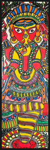 Shop Sacred Splendor: Lord Ganesh in a Vibrant Madhubani Tapestry by Ambika Devi