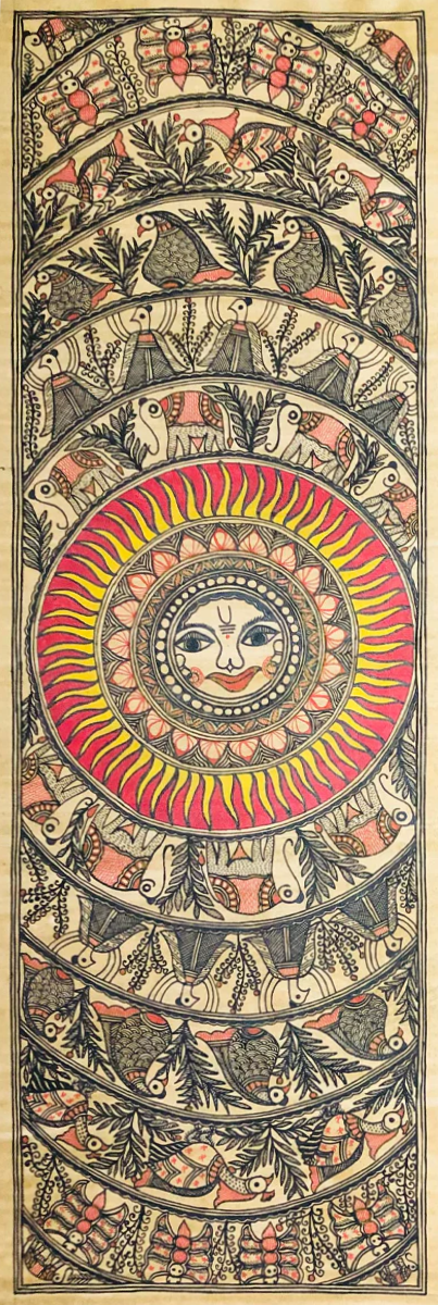 Celestial Rhythms: Circle of Harmony Madhubani Art by Ambika Devi