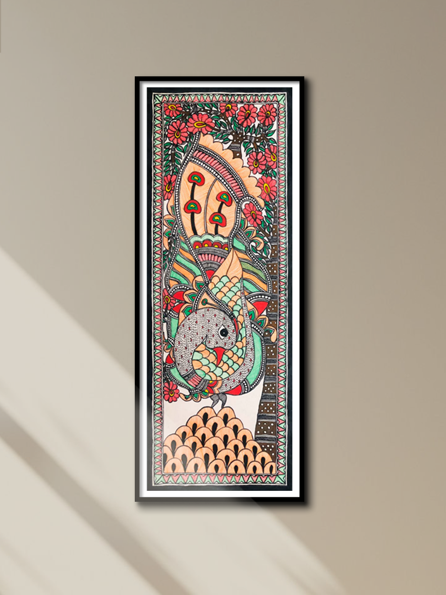 Regal beauty of wild Madhubani Painting by Ambika Devi for sale