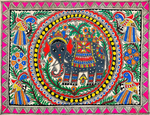 Regal Grace of Gajaraj, Madhubani Painting by Ambika Devi