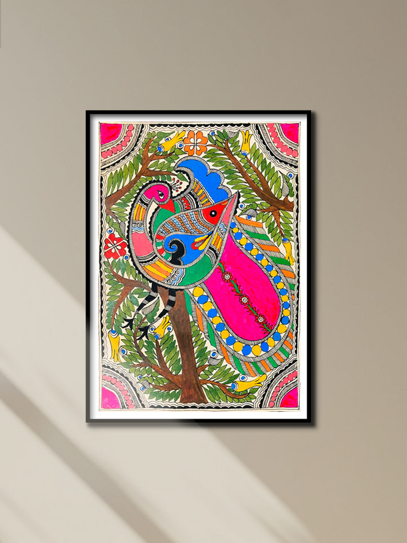 Spiritual Blessings, Madhubani Painting by Ambika Devi