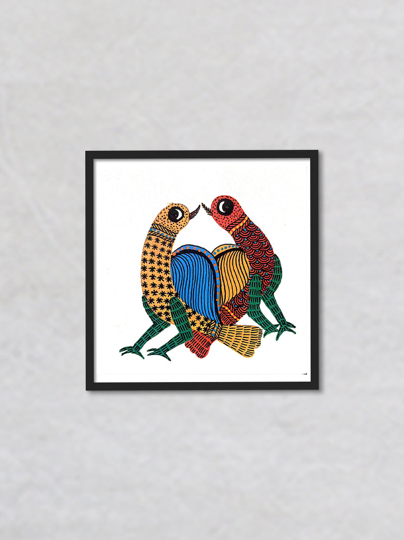 A Duet of Beauty The Majestic Birds in Gond Elegance Gond Painting by Kailash Pradhan