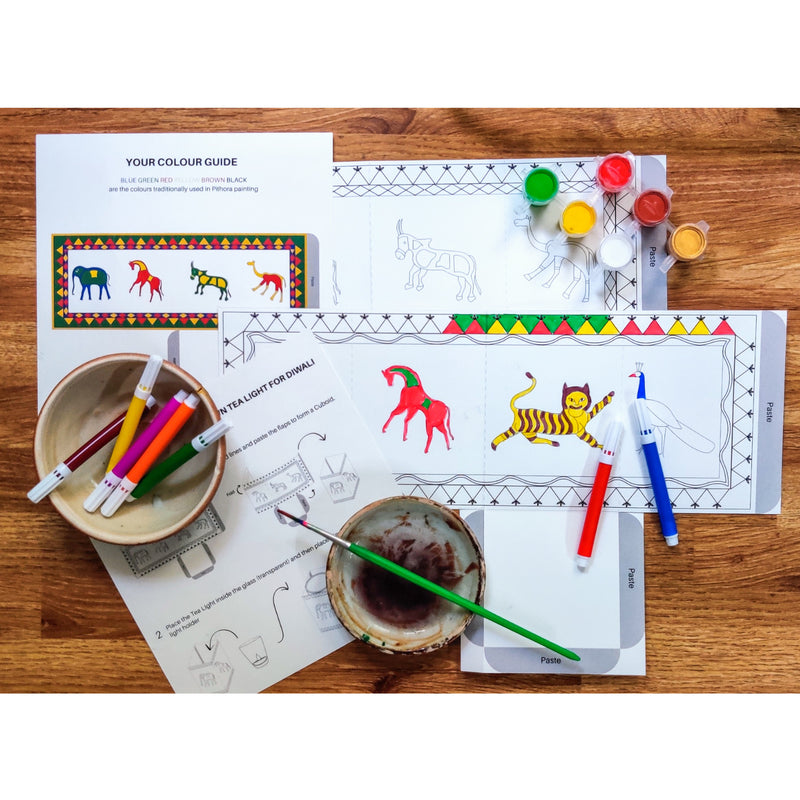 POTLI DIY Educational Craft Kit - Paper Lantern making kit with Pithora Art - 6 years +