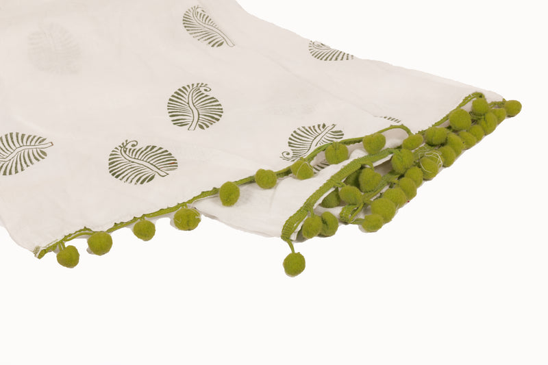POTLI Handmade Wooden Block Print DIY Craft Kit  Dupatta - Green Leaf  (For All Ages)