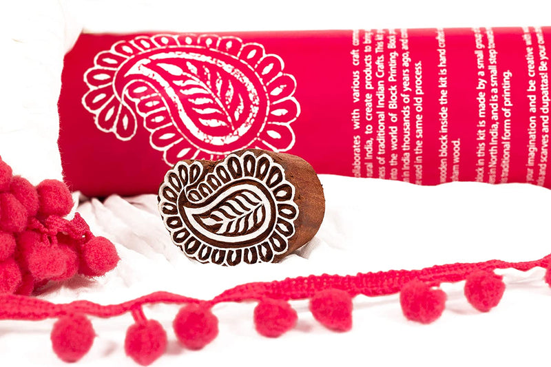POTLI Handmade Wooden Block Print DIY Craft Kit  Dupatta - Pink Paisley  (For All Ages)