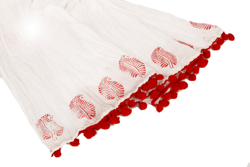 POTLI Handmade Wooden Block Print DIY Craft Kit  Dupatta  - Red Leaf (For All Ages)