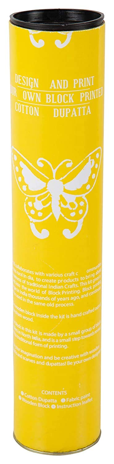 POTLI Handmade Wooden Block Print DIY Craft Kit r Dupatta -Yellow Butterfly  (For All Ages)